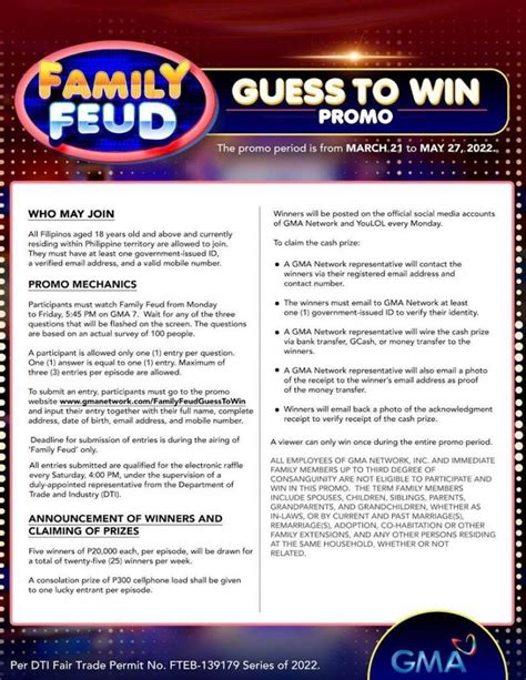 gmanetwork. com/familyfeud/guesstowin|Manood at manalo sa 'Guess To Win' promo ng 'Family Feud!'.